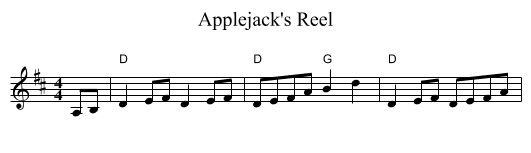 Applejack's Reel - staff notation