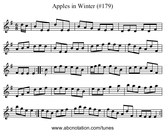 Apples in Winter (#179) - staff notation