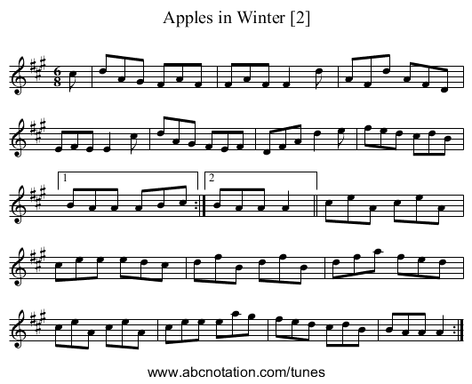Apples in Winter [2] - staff notation
