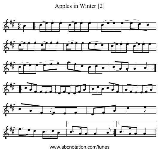 Apples in Winter [2] - staff notation