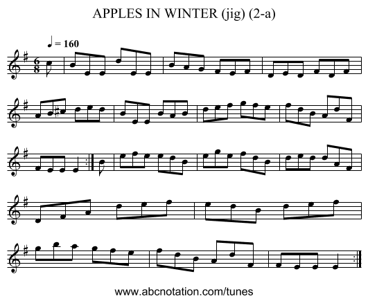 APPLES IN WINTER (jig) (2-a) - staff notation