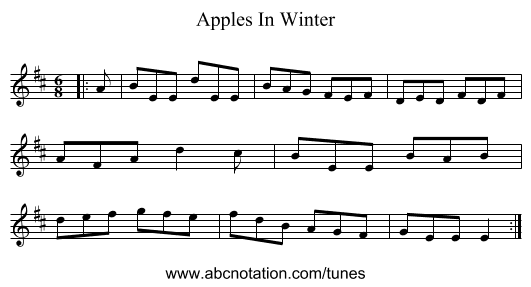 Apples In Winter - staff notation