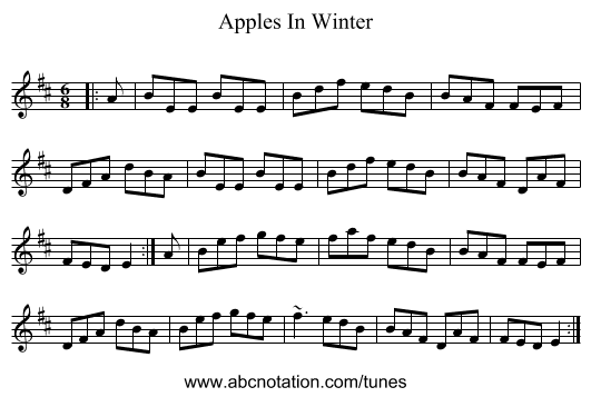 Apples In Winter - staff notation