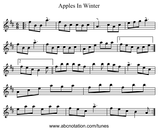 Apples In Winter - staff notation