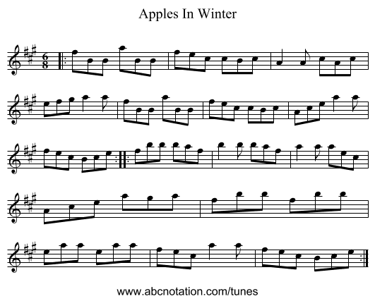 Apples In Winter - staff notation