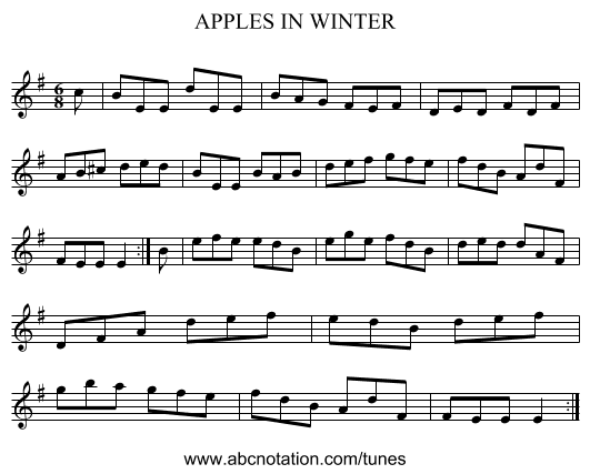 APPLES IN WINTER - staff notation