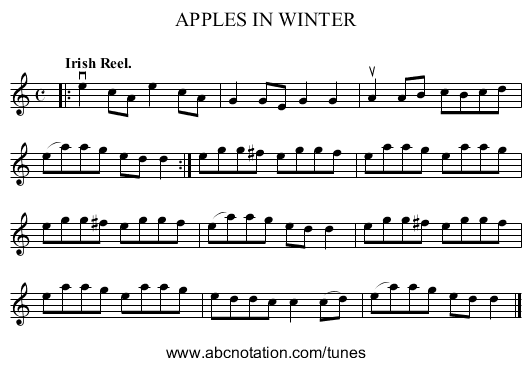 APPLES IN WINTER - staff notation