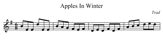 Apples In Winter - staff notation