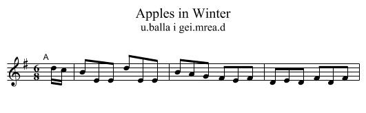 Apples in Winter - staff notation