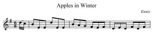 Apples in Winter - staff notation