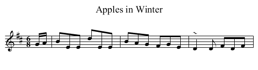 Apples in Winter - staff notation