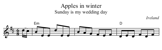 Apples in winter - staff notation