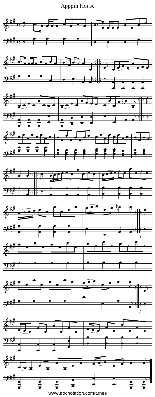 Apppin House - staff notation