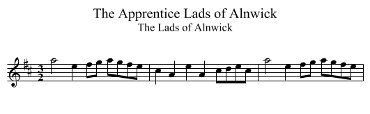 Apprentice Lads of Alnwick, The - staff notation