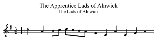 Apprentice Lads of Alnwick, The - staff notation