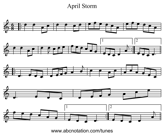 April Storm - staff notation