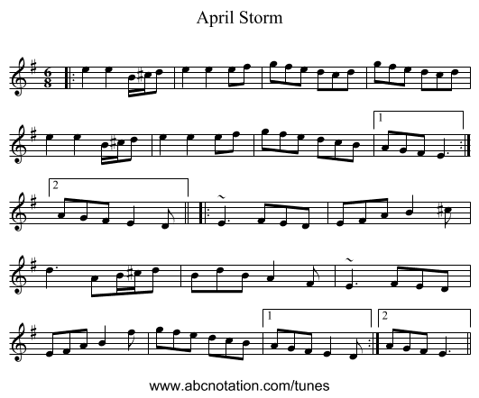 April Storm - staff notation