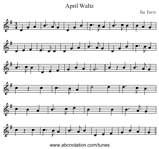 April Waltz - staff notation