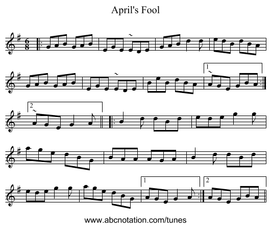 April's Fool - staff notation