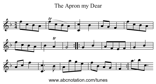 Apron my Dear, The - staff notation