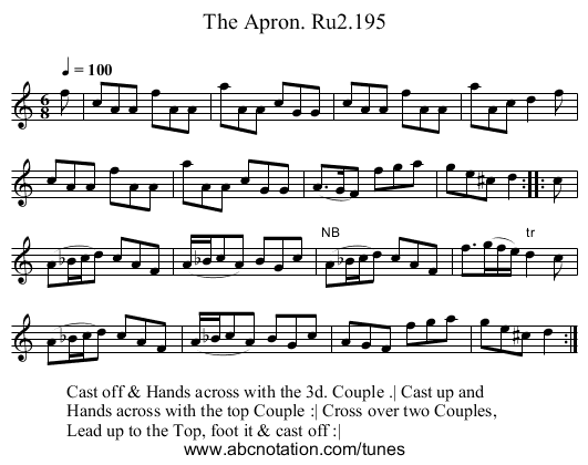 Apron. Ru2.195, The - staff notation