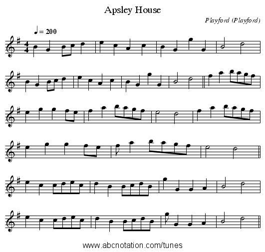 Apsley House - staff notation