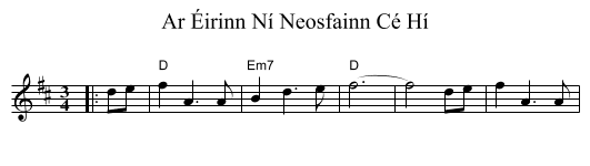 Ar Éirinn Ní Neosfainn Cé Hí - staff notation