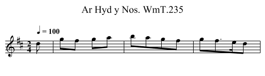 Ar Hyd y Nos. WmT.235 - staff notation
