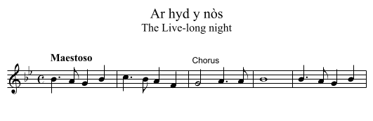 Ar hyd y nòs - staff notation