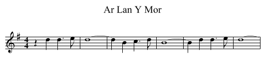 Ar Lan Y Mor - staff notation