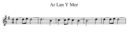 Ar Lan Y Mor - staff notation
