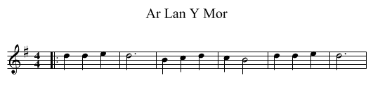 Ar Lan Y Mor - staff notation