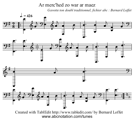 Ar merc'hed zo war ar maez - staff notation