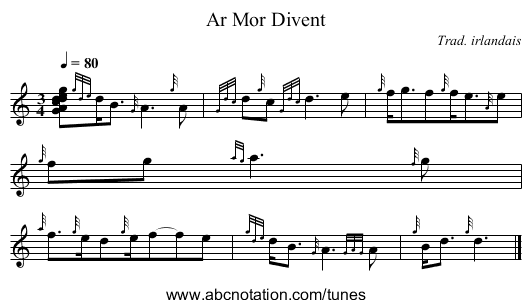 Ar Mor Divent - staff notation
