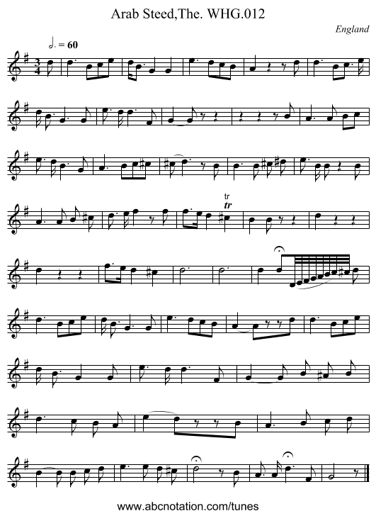 Arab Steed,The. WHG.012 - staff notation