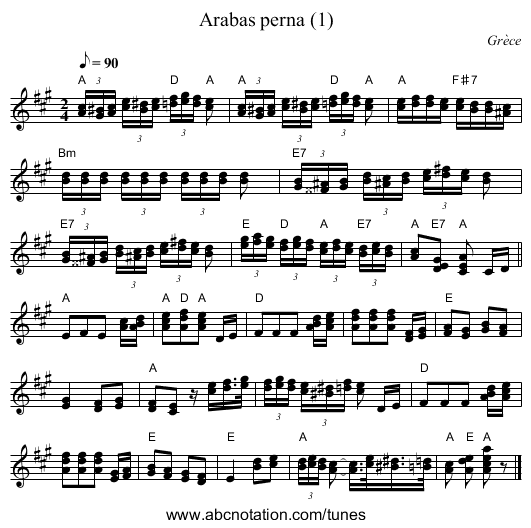 Arabas perna (1) - staff notation