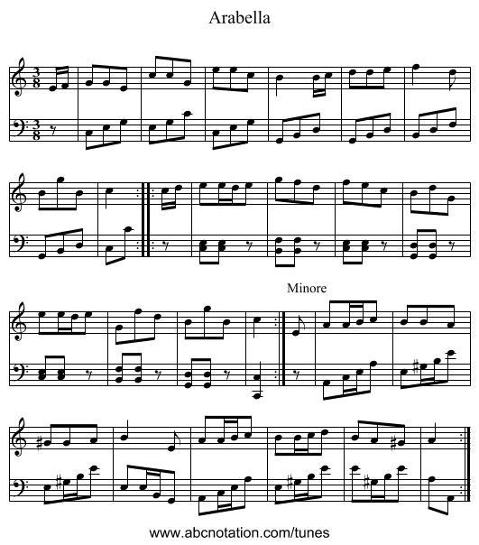 Arabella - staff notation