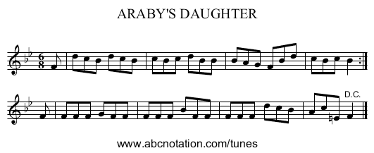 ARABY'S DAUGHTER - staff notation