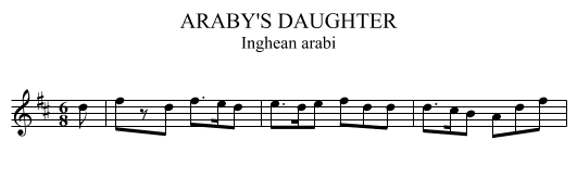 ARABY'S DAUGHTER - staff notation