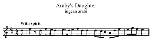 Araby's Daughter - staff notation
