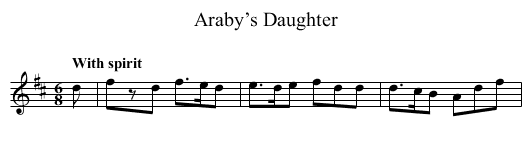 Araby’s Daughter - staff notation