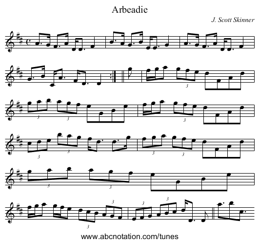 Arbeadie - staff notation