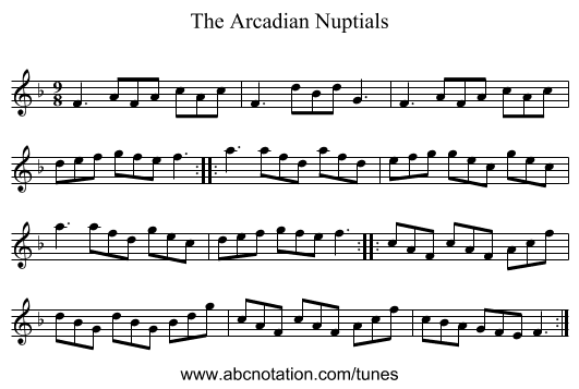 Arcadian Nuptials, The - staff notation