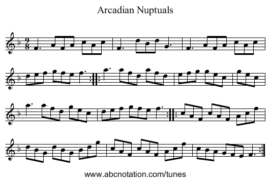 Arcadian Nuptuals - staff notation