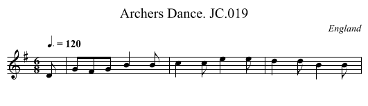 Archers Dance. JC.019 - staff notation
