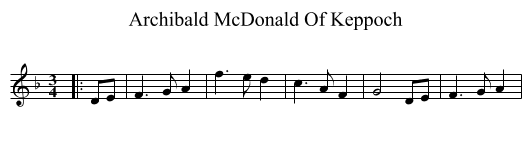Archibald McDonald Of Keppoch - staff notation