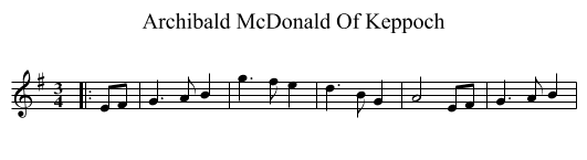 Archibald McDonald Of Keppoch - staff notation