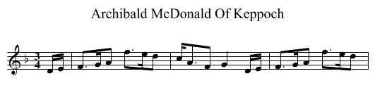 Archibald McDonald Of Keppoch - staff notation