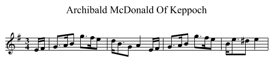 Archibald McDonald Of Keppoch - staff notation