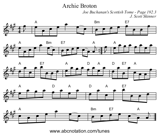 Archie Broton - staff notation